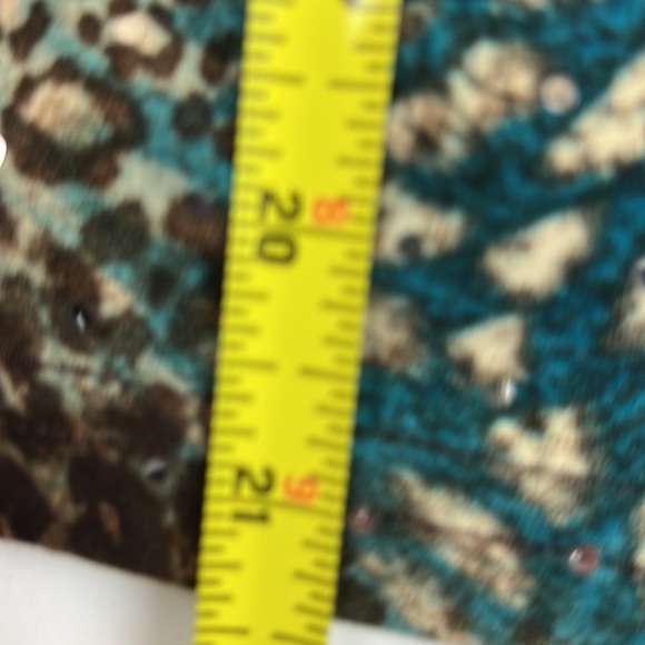 Libra Teal Gold Metallic  ¾ Sleeve Cowl Neck Top - Picture 7 of 10